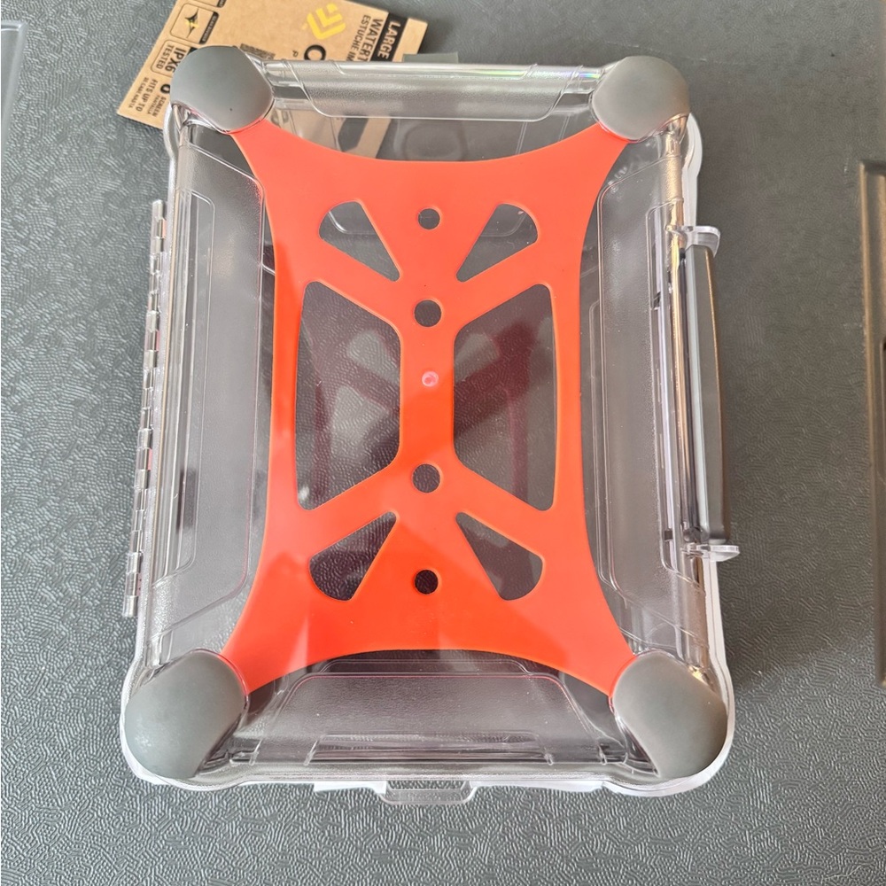 Protective Clear Waterproof Case with Orange Accents
